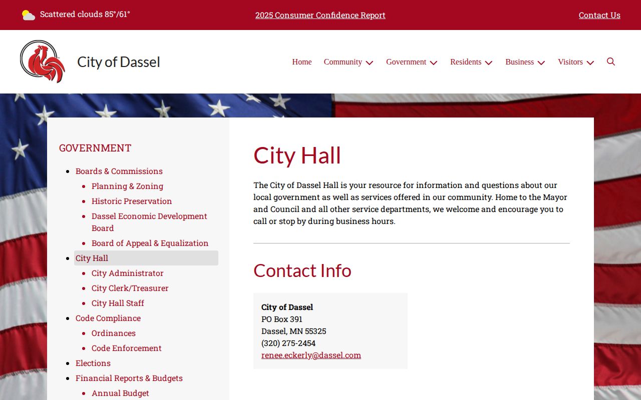 Meeker County Dassel City Hall contact for public booking record direction