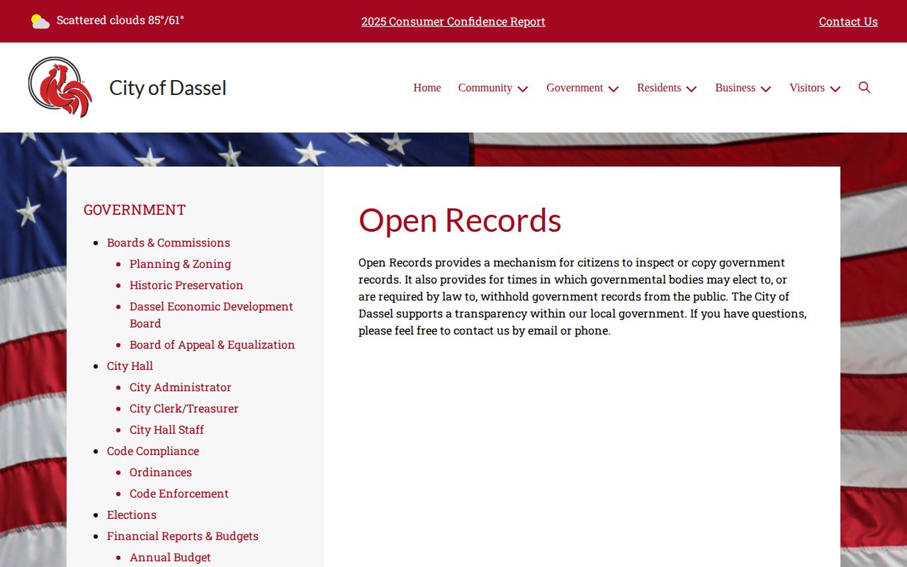 Meeker County Dassel open records information for booking record requests